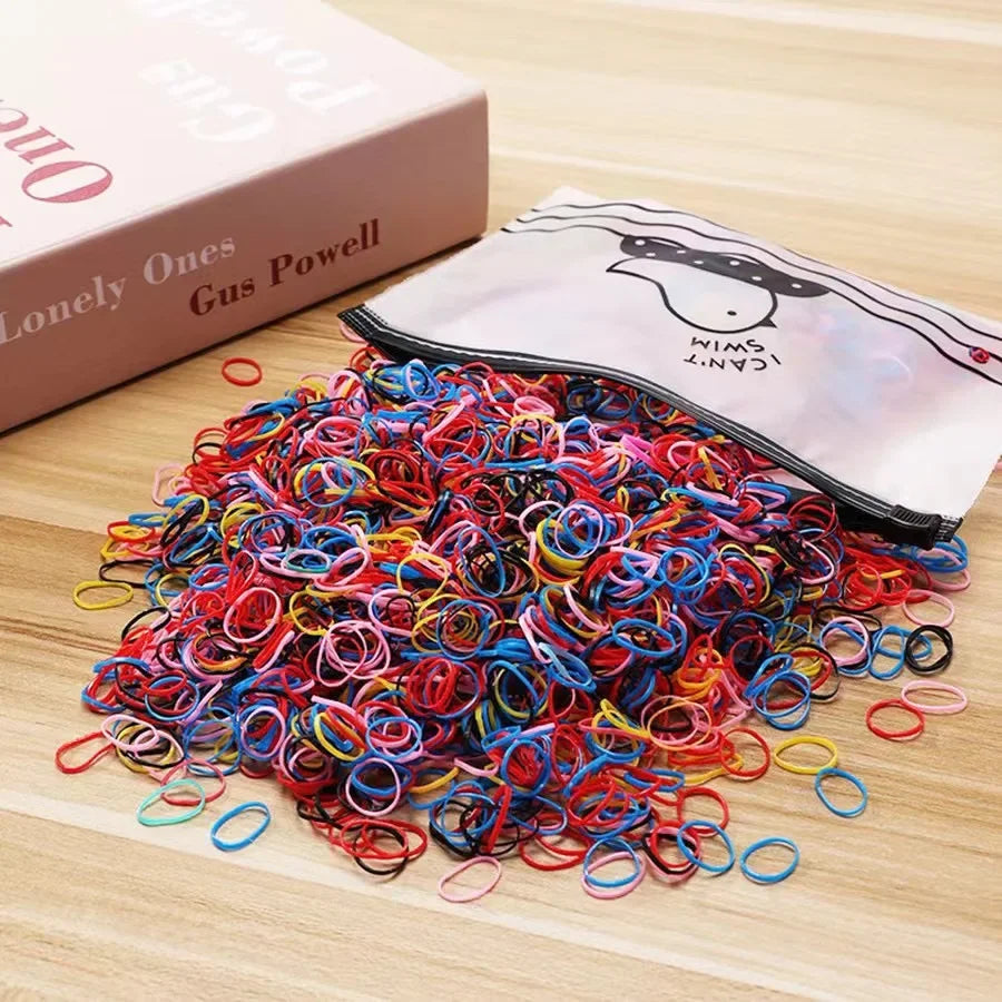 1000Pcs Colorful Small Disposable Hair Bands Scrunchie Girls Elastic Rubber Band Ponytail Holder Hair Accessories Hair Ties