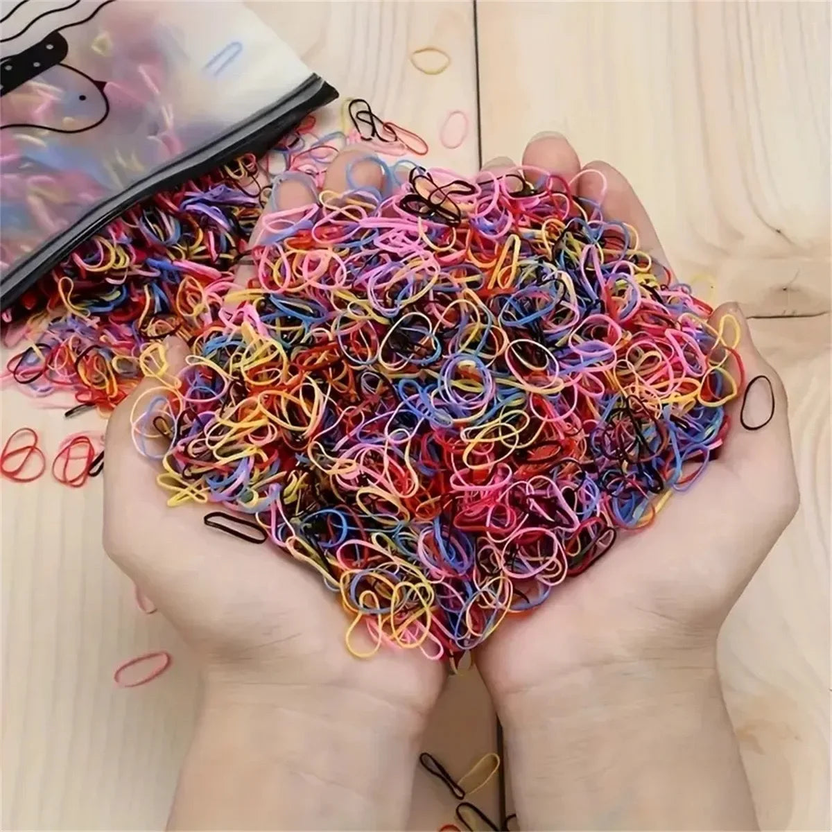 1000Pcs Colorful Small Disposable Hair Bands Scrunchie Girls Elastic Rubber Band Ponytail Holder Hair Accessories Hair Ties