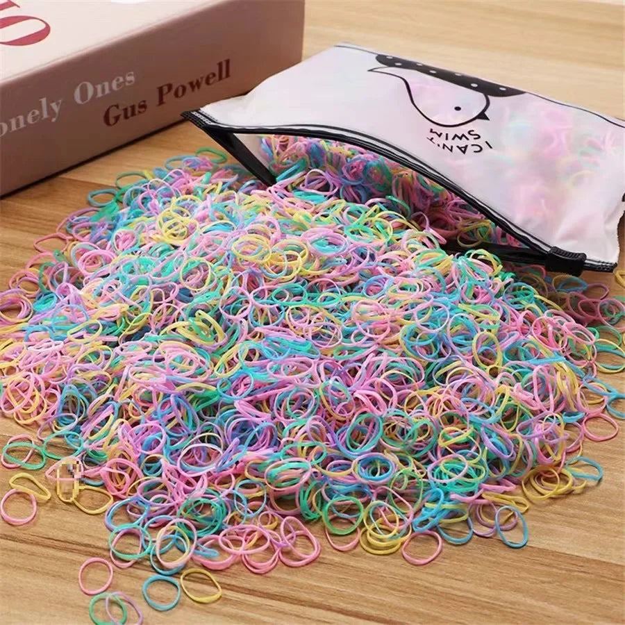 1000Pcs Colorful Small Disposable Hair Bands Scrunchie Girls Elastic Rubber Band Ponytail Holder Hair Accessories Hair Ties